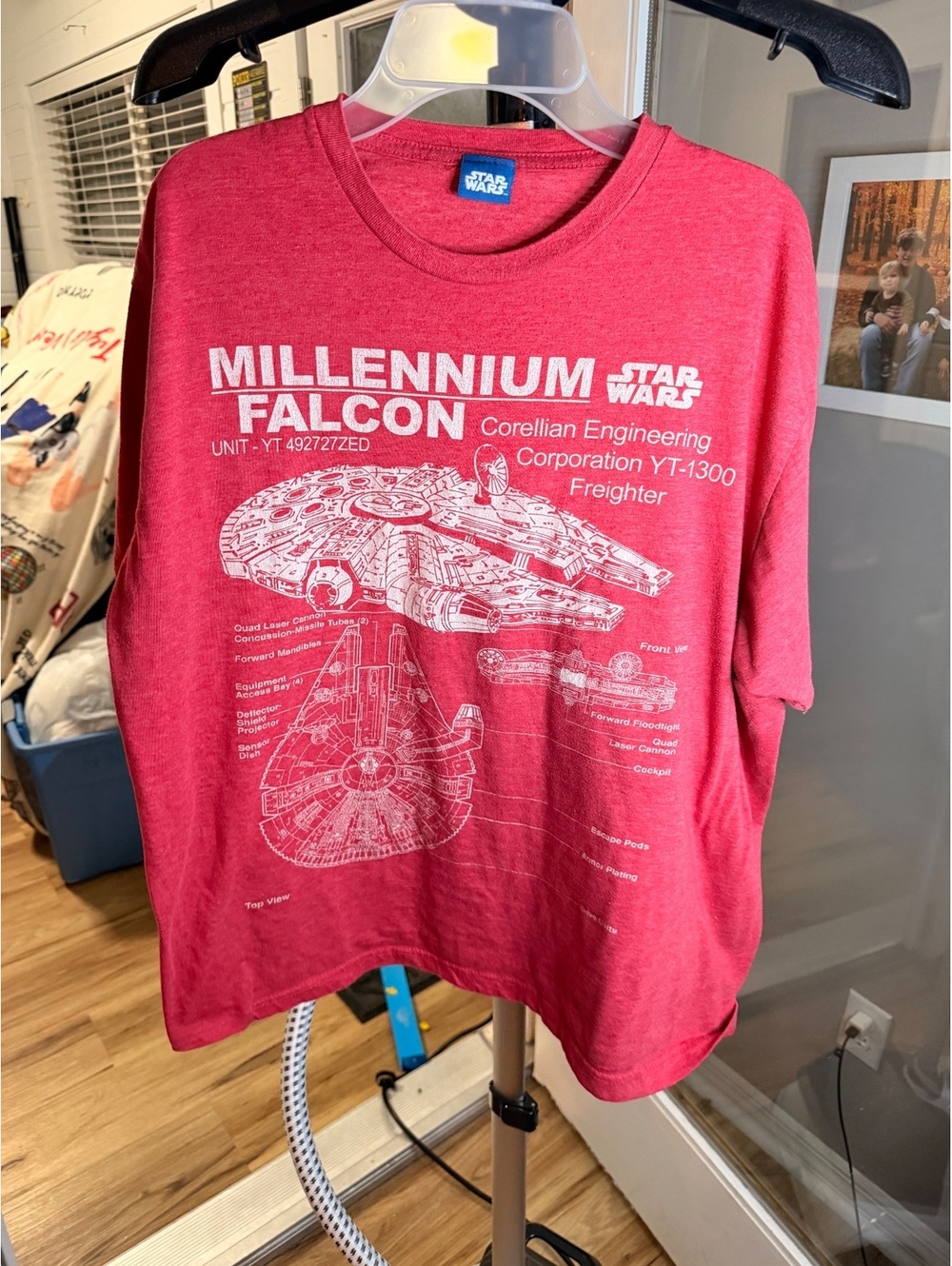 Star Wars Millennium Falcon schematic graphic T shirt pink